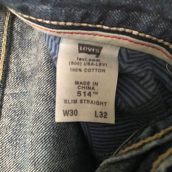 LEVI'S 514 SLIM STRAIGHT WOMEN JEANS 30x32 DARK BLUE WASH - Picture 5 of 13